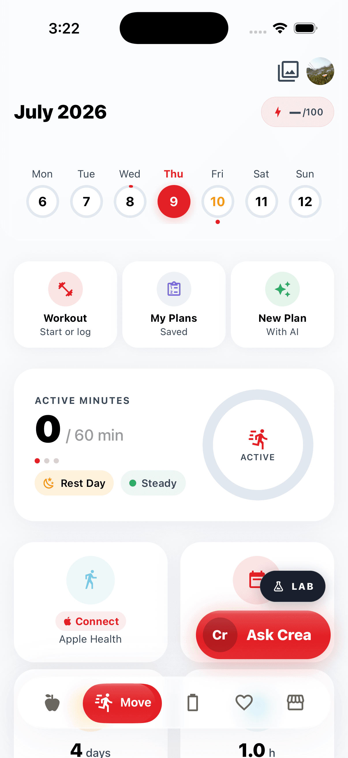 Move — workouts & active minutes
