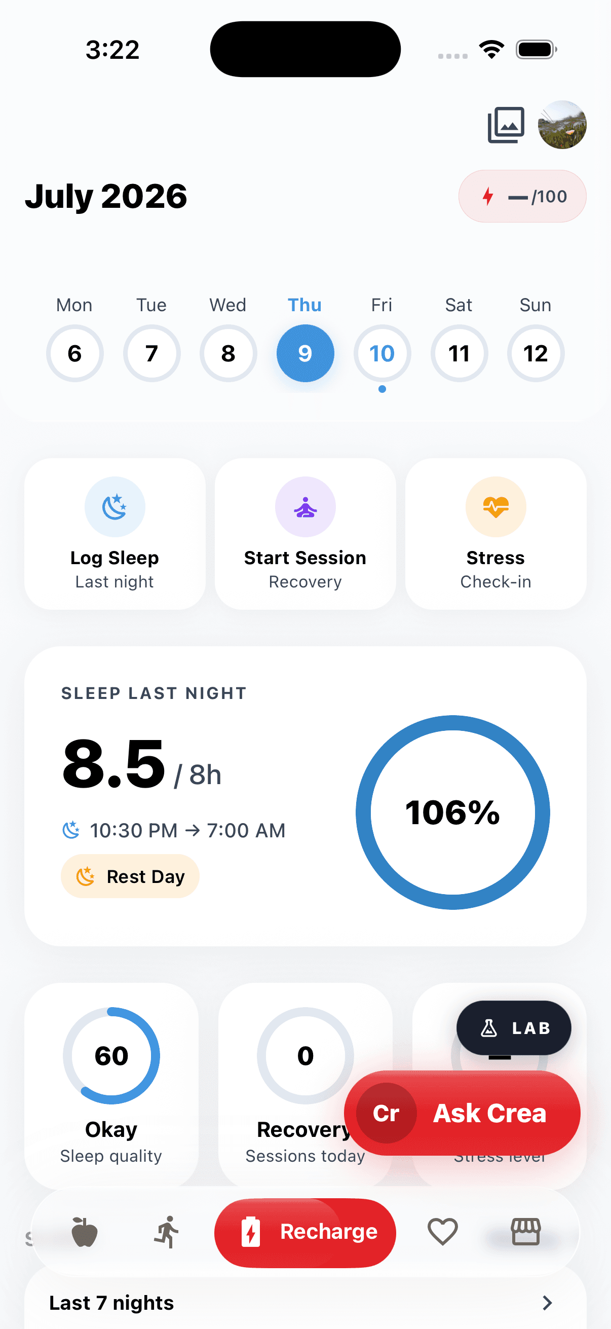 Recharge — sleep, meditation & stress